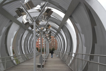 Spherical metal bridge, Puente de Arganzuela, Madrid Río Park, Madrid, Spain
