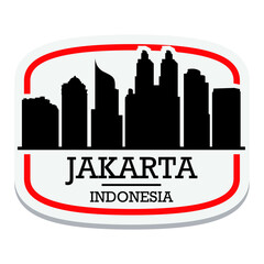 Obraz premium Jakarta Indonesia Label Stamp Icon Skyline City Design Tourism.
