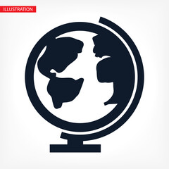 World icon in flat style. Earth symbol isolated on white background. Vector illustration. Simple world abstract icon in black. Line symbol for website design, app, ui.