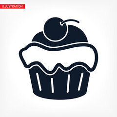 Cupcake vector icon. Two-tone version of cupcake vector icon on white and black background. vector icon Small cake designed to serve one person vector icon .