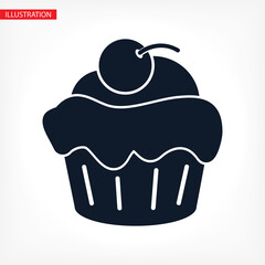 Cupcake vector icon. Two-tone version of cupcake vector icon on white and black background. vector icon Small cake designed to serve one person vector icon .