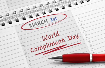 Note: march, 1st, World Compliment Day