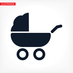 Baby, carriage, buggy, pram, vector icon stroller, wheel vector icon. vector icon illustration, flat design. vector icon