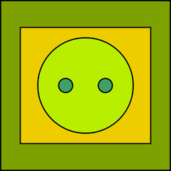 green and yellow power socket vector icon