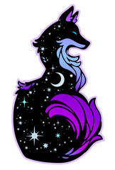 animal with multi-colored inserts and cosmic motives