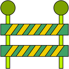 decorative green and yellow fence vector icon