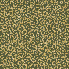Golden Leopard Print Seamless Pattern - Cute gold glitter leopard spots repeating pattern on solid background