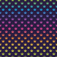 Rainbow Marijuana Seamless Pattern - Colorful rainbow gradient marijuana leaves repeating pattern design on solid background