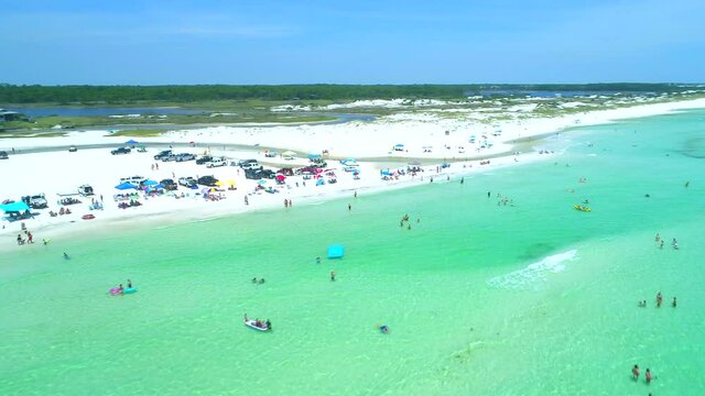 Side-panning Aerial View of Beautiful Grayton Beach, Florida