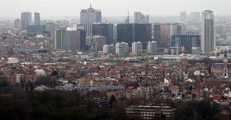 view of some parts of Brussels Belgium seen from the Atomium tower.