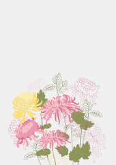 Floral Clean Template with bouquets of flowers without text. Vector illustration