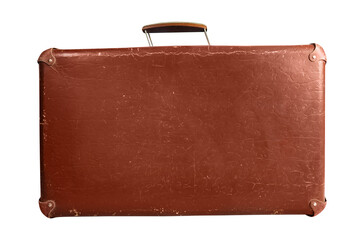 Isolated old-fashioned suit case side view.