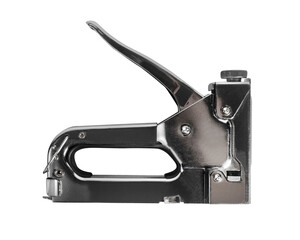 Isolated steel stapler tool side view.