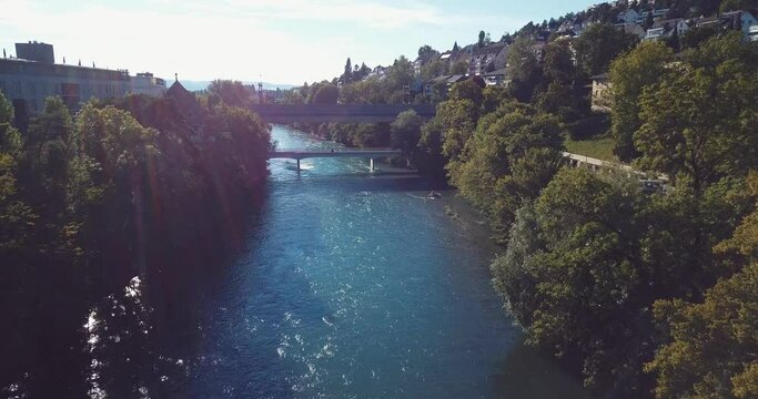 baignade dans le Limmat - Zurich en &eacute;t&eacute;