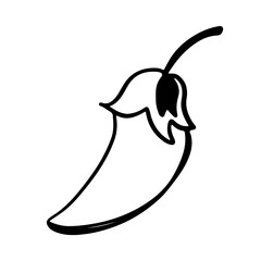 Cute kawaii for the day of death hot pepper isolated on white background. Doodle digital art outline. Print for banners, coloring page, packaging, invitation, wrapping paper, textiles