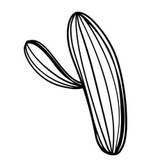 Cute kawaii death cactus isolated on white background. Doodle digital art outline. Print for banners, coloring page, packaging, invitation, wrapping paper, textiles