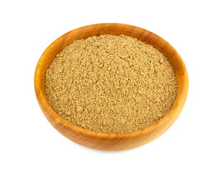 Ground Milk Thistle Seed Herb (Silybum Marianum Powder) Isolated on White Background.