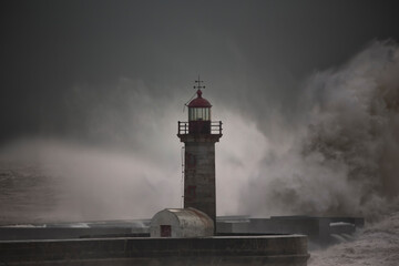 Storm at the Douro river mouth
