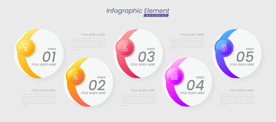 Infographic template with steps for success. presentation with line icons, organization element chart process template with editable text. options for brochure, diagram, workflow, timeline, web design