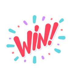 Win. Vector hand-drawn lettering banner.