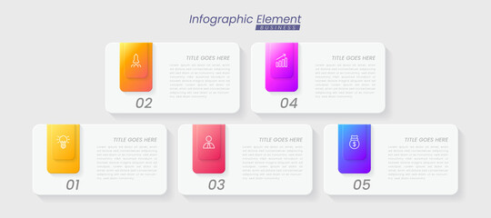 Infographic template with steps for success. presentation with line icons, organization element chart process template with editable text. options for brochure, diagram, workflow, timeline, web design