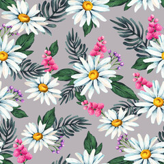 Fototapeta premium Floral pattern with camomiles.
