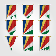 Seychelles flag in different shapes, Flag of Seychelles in various shapes