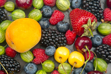 lots of fresh different berries. useful vitamin healthy food fruit. healthy vegetable breakfast