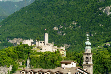 Fototapeta na wymiar View of Breno from the road to Crocedomini pass