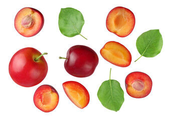 plum isolated on white background top view
