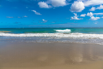 Water rolling on a golden sand beach, Dominican Republic, Caribbean