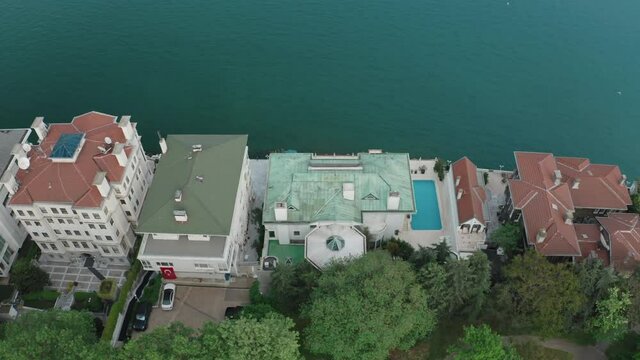 Aerial view of Tarabya Villa in Istanbul. 4K Footage in Turkey