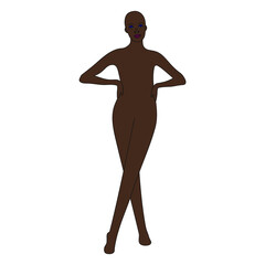 Silhouette of a black woman on a white background