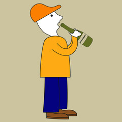 Man holds an open bottle of champagne