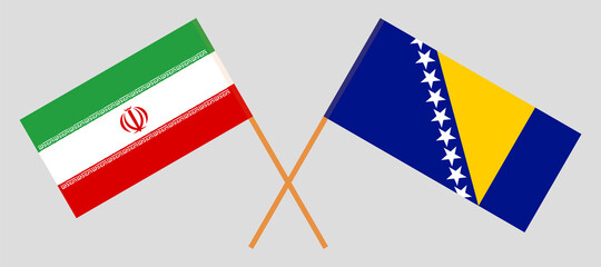 Crossed flags of Bosnia and Herzegovina and Iran
