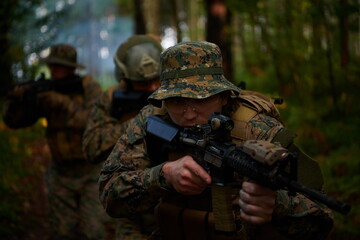 Modern warfare Soldiers  Squad  in battle