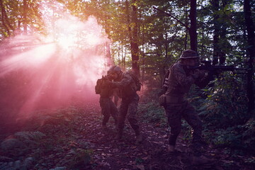 Modern warfare Soldiers  Squad  in battle