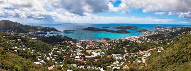 View of Charlotte Amalie, capital city of the U.S. Virgin Islands, Caribbean