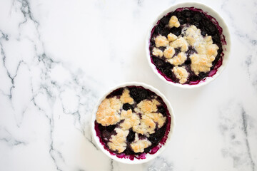 Blueberry Cobbler on a Marble table