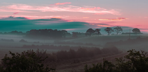 Ayrshire Fields at Perceton Irvine and a Misty Sunrise in Scotland.