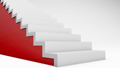 Red staircase succeeding concept isolated on white 3d rendering