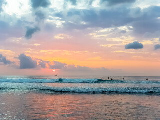 Amazing sunset view on Indian ocean at Bali, Indonesia