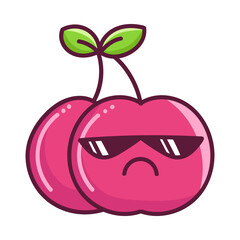 kawaii bad sunglasses cherry fruit cartoon illustration