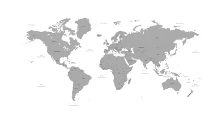 Papier Peint photo autocollant Carte du monde Isolated Continental Vector World Map.