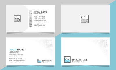 2 minimal business cards template and name card for all users, landscape, vector illustration