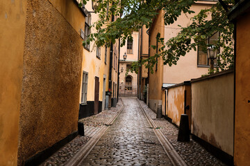 Sweden. Stockholm. Houses and streets of Stockholm. Autumn cityscape. September 17, 2018