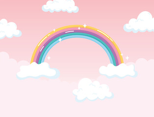 bright rainbow cloudscape magic fantasy decoration cartoon