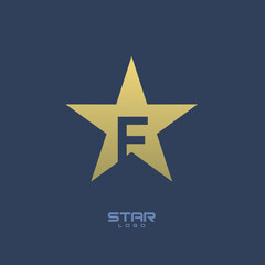 Obraz premium Gold Star Logo with Initial Letter F