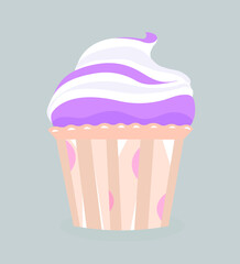 Cupcake or muffin. Vector illustration. Isolated