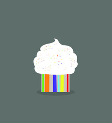 Rainbow cupcake or muffin. Vector illustration.